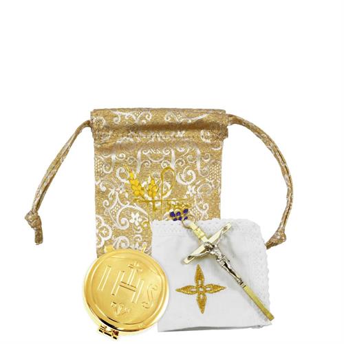 SACCHETTO RICAMATO RASO DAMASCATO CON TECA IHS