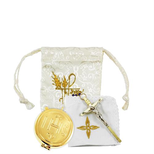 SACCHETTO RICAMATO RASO BIANCO CON TECA IHS