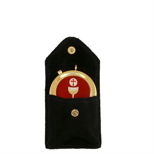 BLACK SUEDE CASE WITH DECORATIVE PLAQUE PYX