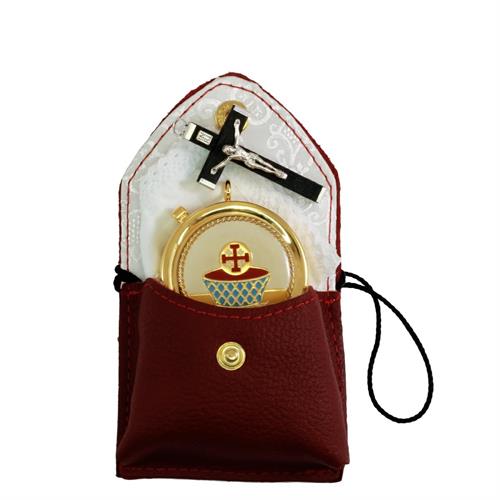 PORTA TECA VERA PELLE BORDEAUX CON TECA SMALTATA