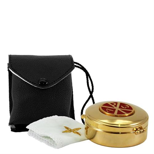 PORTATECA IN VERA PELLE NERA CON TECA  40 PARTICOLE