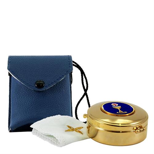 PORTATECA IN VERA PELLE BLU CON TECA  40 PARTICOLE