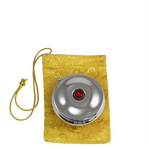  SACCHETTO IN RASO GIALLO CON TECA CON PIETRA ROSSA