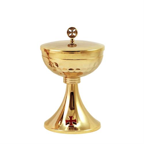 GOLD PLATED CIBORIUM  WITH HAMMERED SAUCER