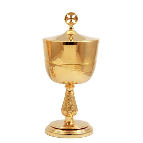 GOLD PLATED TRAVEL CIBORIUM  WITH DECORATED KNOT