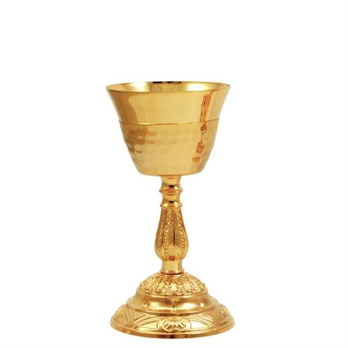 GOLD PLATED TRAVEL CHALICE WITH DECORATED BASE
