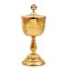 GOLD PLATED TRAVEL CIBORIUM  WITH DECORATED BASE