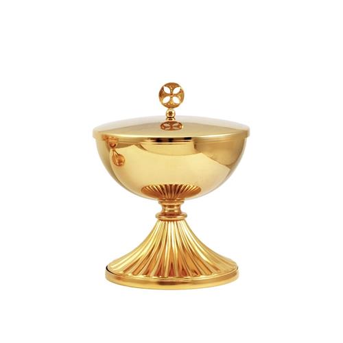 GOLD PLATED CIBORIUM  WITH A STRIPED BASE