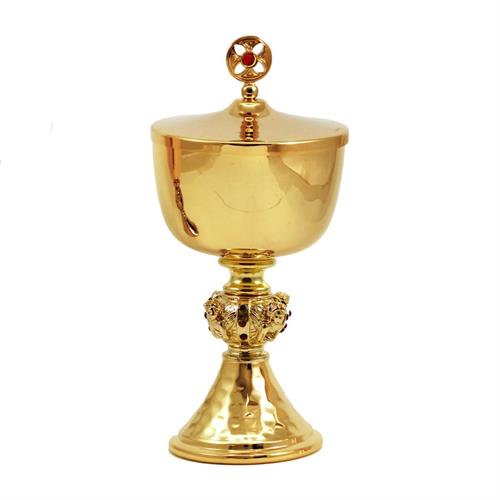 TRAVEL CIBORIUM  WITH GOLD PLATED ANGELS KNOT