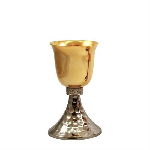 TWO-TONE CHALICE WITH HAMMERING AND DECORATED KNOT