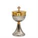 TWO-TONE CIBORIUM WITH BASE AND SAUCER WITH LINES