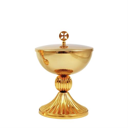 GOLD PLATED CIBORIUM  WITH BASE WITH LINES
