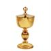 GOLD PLATED TRAVEL CIBORIUM  WITH STRIPED BASE AND KNOT