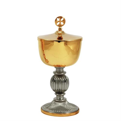 TWO-TONE CIBORIUM WITH STRIPED BASE AND KNOT
