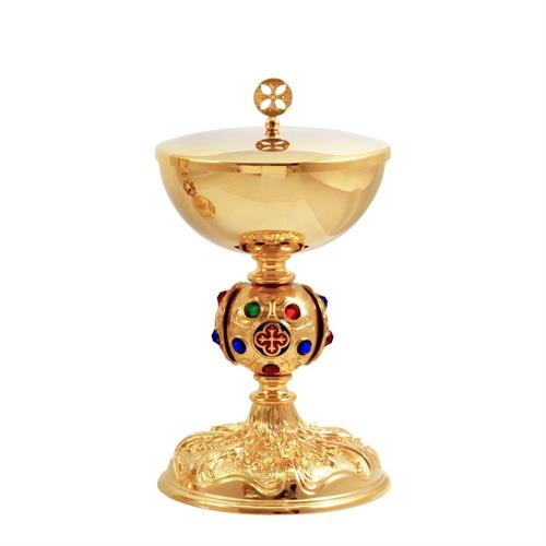 PISSIDE DORATA CON NODO BAROCCO CON PIETRE E SMALTATO