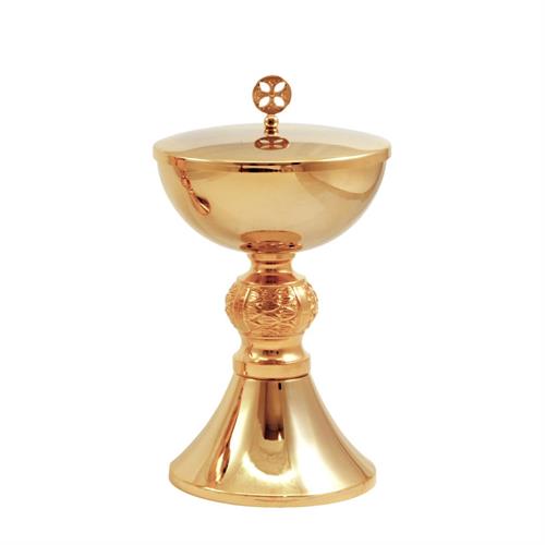 GOLD PLATED CIBORIUM  AND DECORATED KNOT