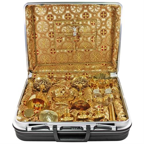 VALIGIA PER CELEBRAZIONE IN TESSUTO BROCCATO ALFA OMEGA