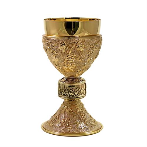 CALICE UVA E VITE CON NODO ULTIMA CENA ORO BRUNITO