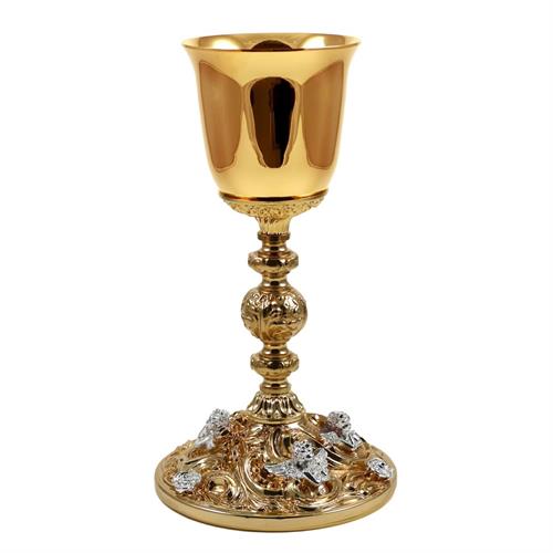 CALICE DORATO BAROCCO CON ANGELI ARGENTATI