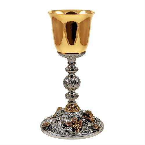 TWO-TONE BAROQUE CHALICE  WITH GOLD PLATED ANGELS