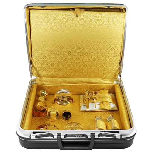 VALIGIA PER CELEBRAZIONE ULTIMA CENA INTERNO RASO GIALLO