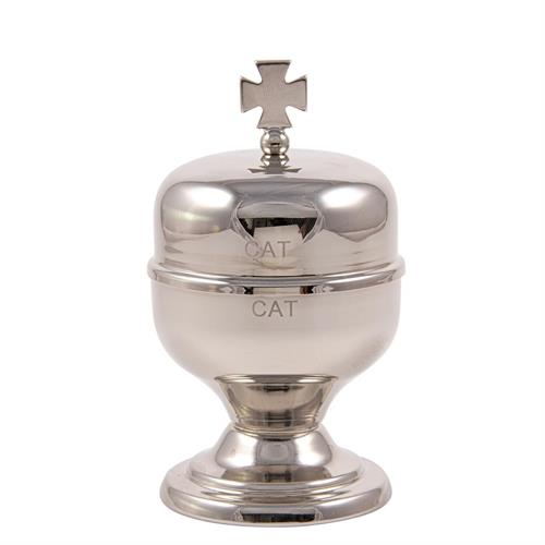 SILVER TONE HOLY CHRISM OIL STOCK CAT 60 ML