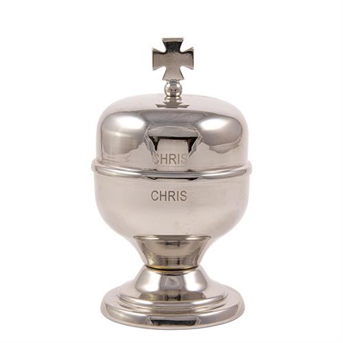 SILVER TONE HOLY CHRISM OIL STOCK CHRIS 60 ML