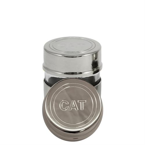 SILVER TONE SINGLE HOLY OIL STOCK ENGRAVED CAT