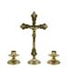 CROSS + 2 POLISHED BRASS CANDLESTICKS
