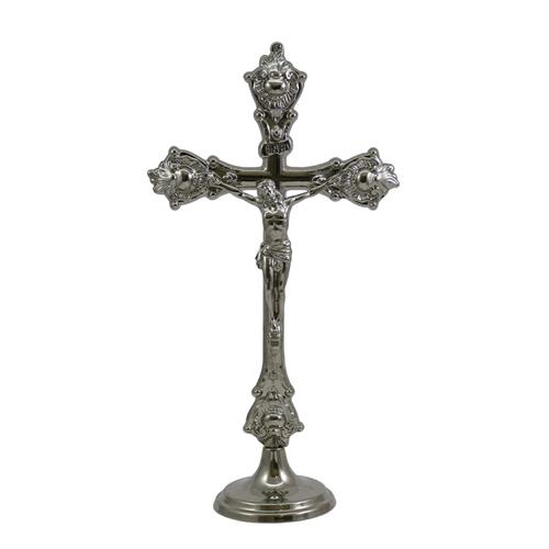 SILVER TONE CROSS H 36 CM.