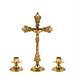 CROSS + 2 GOLD PLATED CANDLESTICKS