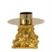 GOLD PLATED BRASS CANDLESTICK ON CAPITAL BASE H. 13.5 CM.