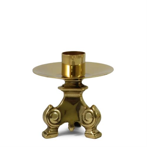 POLISHED BRASS CANDLESTICK ON BAROQUE BASE H. 9 CM.