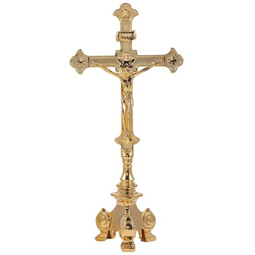 CROCE DORATA SU BASE BAROCCA H. 33 CM.