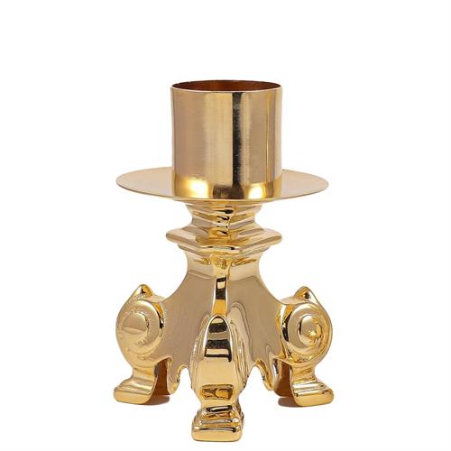 CANDELIERE DORATO SU BASE BAROCCA H. 9 CM.