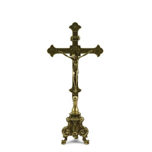 CROSS ON BURNISHED ROCOCO BASE H. 33 CM.