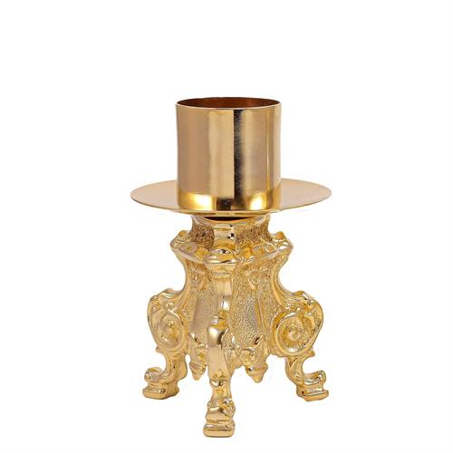 CANDELIERE SU BASE ROCOCO' DORATA H. 11,5 CM.