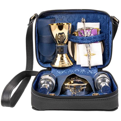 BORSELLO  CELEBRAZIONE VERA PELLE E RASO BLU