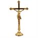 GOLD PLATED CROSS ON DECORATED BAROQUE BASE H. 53 CM.