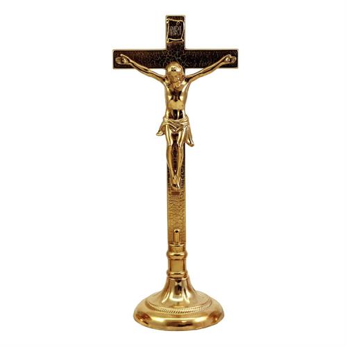 GOLD PLATED CROSS ON SIMPLE BASE H. 40 CM.
