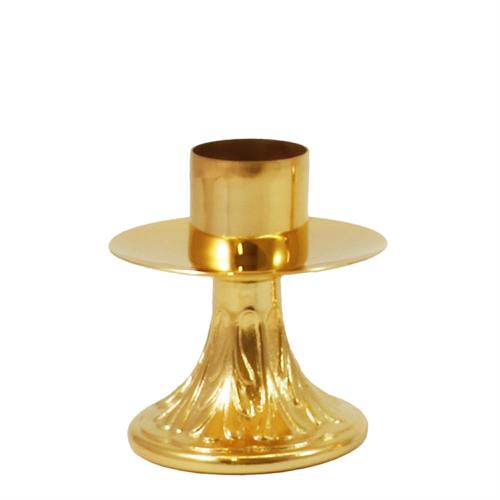 GOLD PLATED CANDLESTICK ON DECORATED BASE H. 8.5 CM.