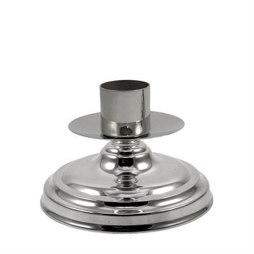 SILVER TONE CANDLESTICK ON SIMPLE BASE H. 10 CM.