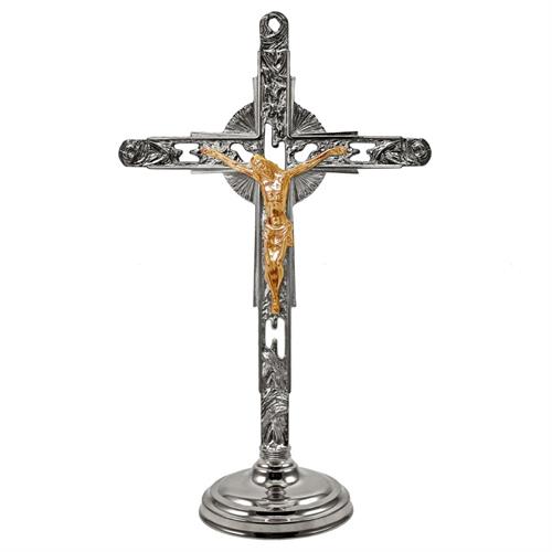 CROCE BICOLORE SU BASE SEMPLICE H. 53 CM.