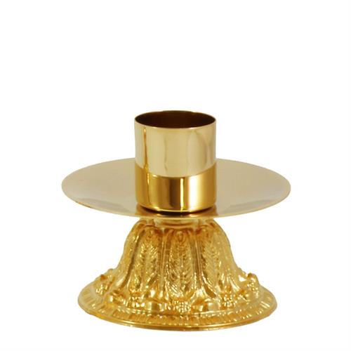 CANDELIERE DORATO SU BASE SU BASE BAROCCA H. 10 CM.