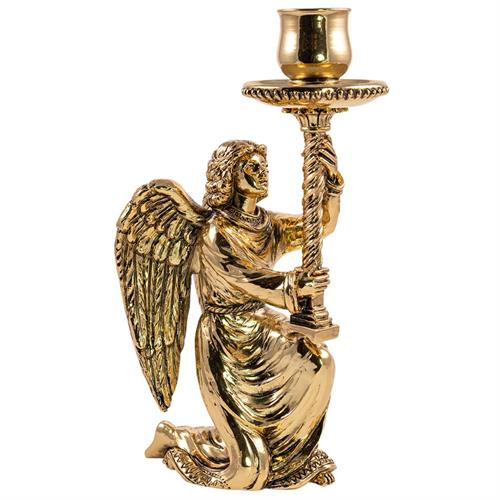CANDELIERE ANGELO RESINA DORATO ANTICO
