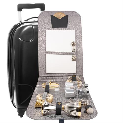 TRAVEL MASS KIT TROLLEY WITH GREY SATIN  AND JHS EMBROIDERY