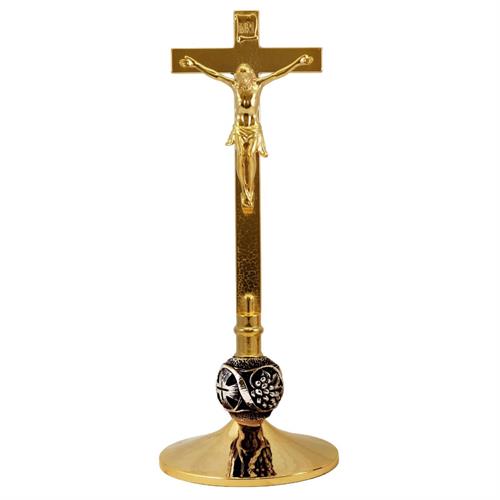 GOLD PLATED CROSS WITH DECORATED KNOT H. 42 CM.