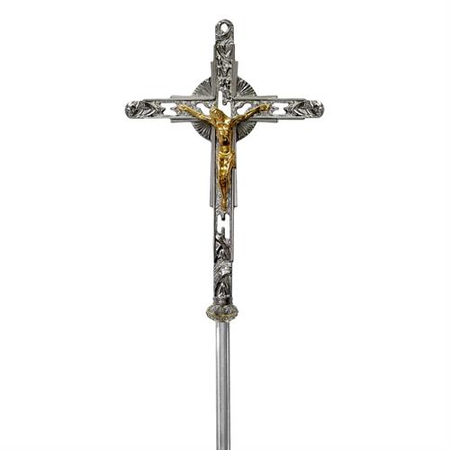 CROCE PROCESSIONALE ARGENTATA CON NODO PX