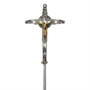 CROCE PROCESSIONALE ARGENTATA CON NODO PX