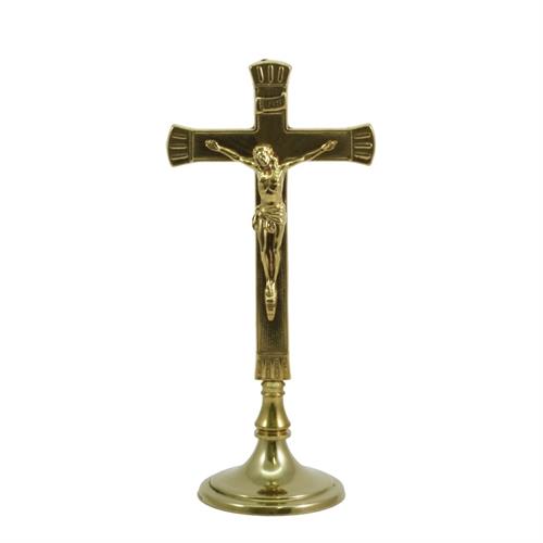 POLISHED BRASS CROSS H. 25.5 CM.